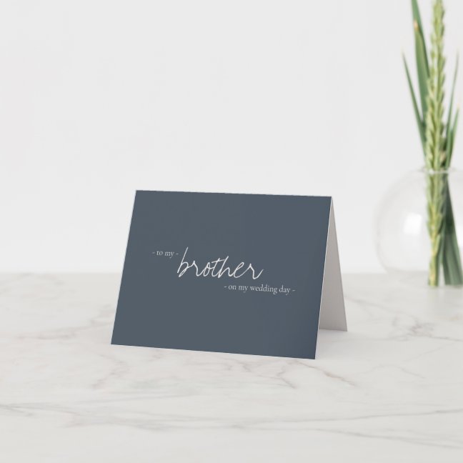 Navy Beige Brother Wedding Minimal Simple Card