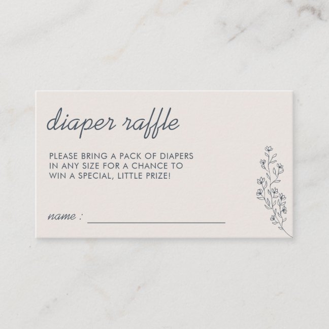 Navy Beige Flower Summer Fall Raffle for Diaper Enclosure Card