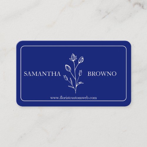 Navy Beige Framed Flower Business Card