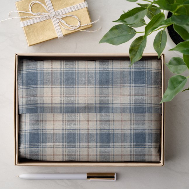 Navy Beige Railway Stripe Pattern Tissue Paper