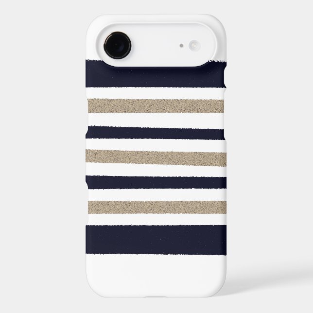 Navy / Beige / White Paper Stripes Case-Mate iPhone Case (Back)