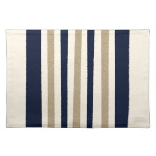 Navy / Beige / White Paper Stripes Cloth Placemat