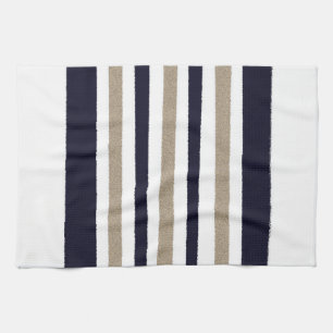 Navy / Beige / White Paper Stripes Kitchen Towel