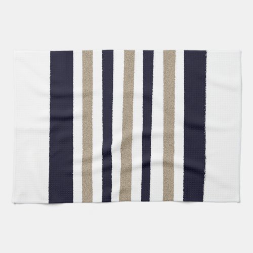 Navy  Beige  White Paper Stripes Kitchen Towel