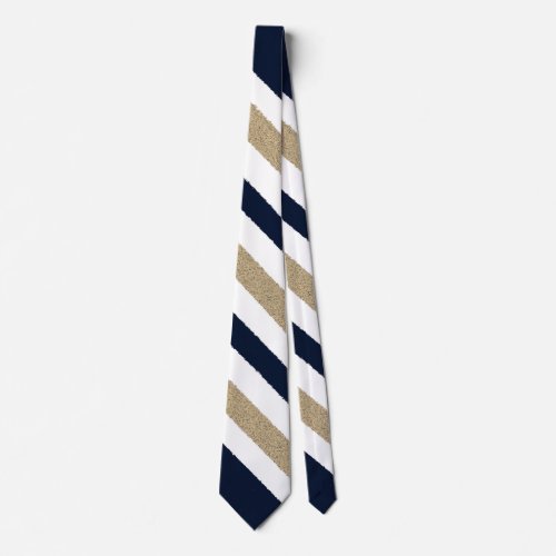 Navy  Beige  White Paper Stripes Neck Tie