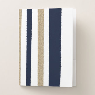 Navy / Beige / White Paper Stripes Pocket Folder