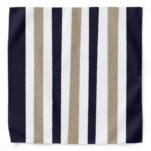 Navy / Beige / White Stripes Bandana
