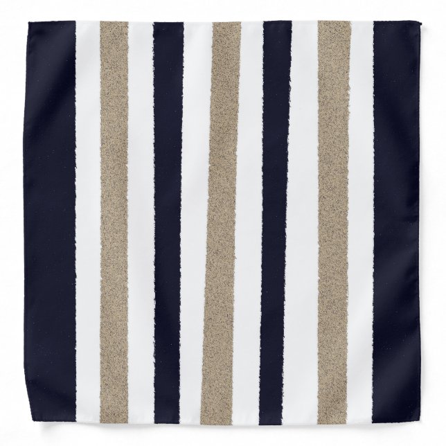 Navy / Beige / White Stripes Bandana (Front)
