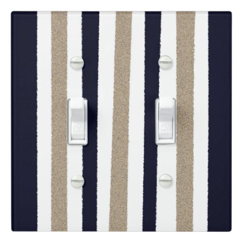 Navy  Beige  White Stripes Light Switch Cover
