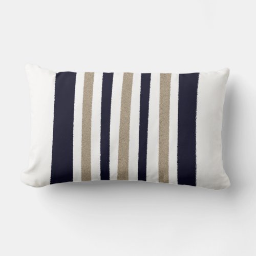 Navy  Beige  White Stripes Lumbar Pillow