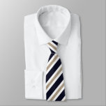 Navy / Beige / White Stripes Neck Tie