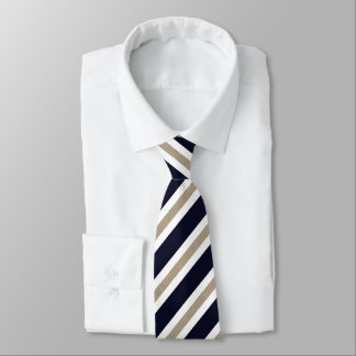 Navy / Beige / White Stripes Neck Tie