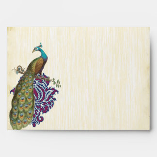 Navy & Berry Berry Elegant Damask Peacock Wedding Envelope