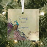 Navy & Berry Berry Elegant Damask Peacock Wedding Glass Ornament<br><div class="desc">Navy and Berry Berry Elegant Damask Peacock Wedding Invitations


 








 


  





 


 


 













 


 Engagement,  Anniversary,  Wedding Your Photo Wrapped Canvas Photos</div>