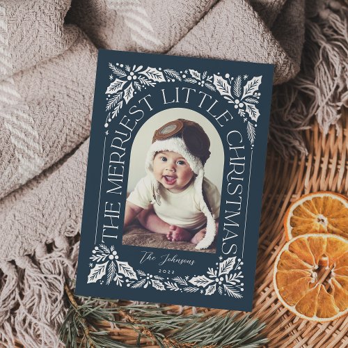 Navy Berry Merriest Little Christmas Arch Photo Holiday Card