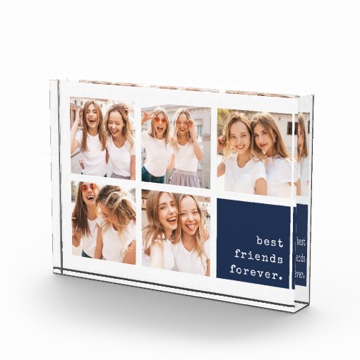 Navy Best Friends Forever Collage Photo Block Zazzle