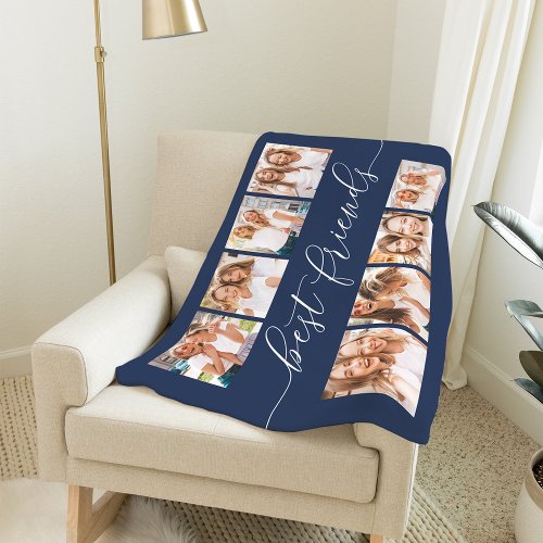 Navy  Best Friends Photo Collage Fleece Blanket