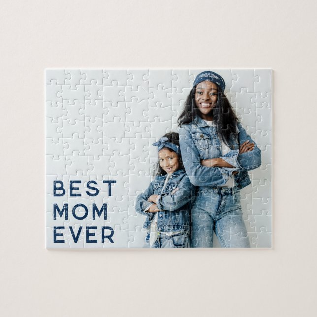 Navy Best Mom Ever Photo Jigsaw Puzzle (Horizontal)
