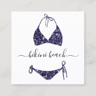 Navy Bikini Lingerie Beach Costume Underwear Shop Square Business Card