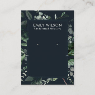 Navy Black Frame Foliage Earring Necklace Display Business Card