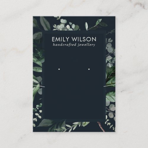 Navy Black  Frame Foliage Earring Necklace Display Business Card