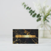 Navy Black Grungy Gold Marble Vip Business Card (Standing Front)