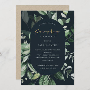 Navy Black Leafy Capsule Couples Shower Invite