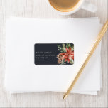Navy Black Poinsettia Bunch Christmas Pine Address Label<br><div class="desc">If you need any further customisation please feel free to message me on yellowfebstudio@gmail.com.</div>