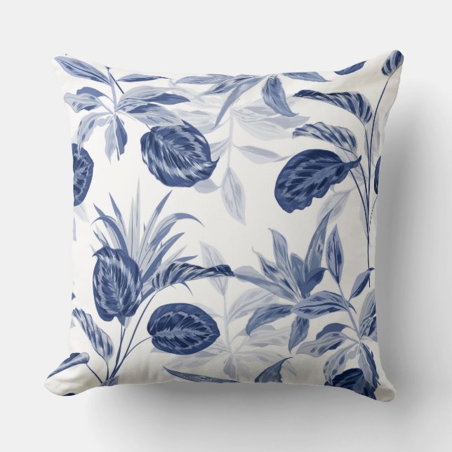 Navy/Black Reversible Floral Pillow (Front)