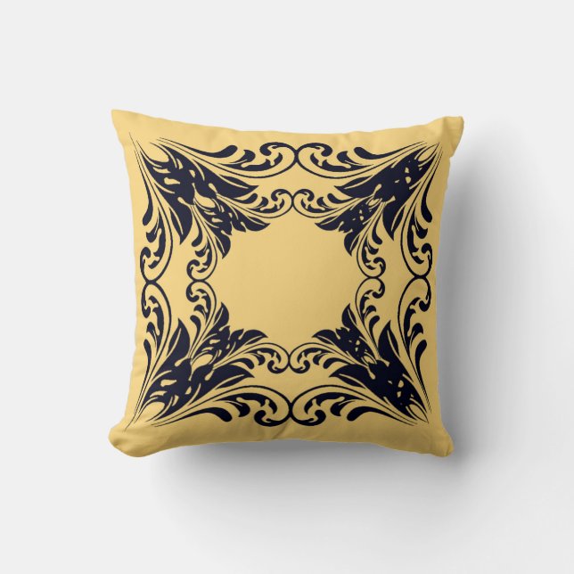 Navy Black Reversible Throw Pillow (Front)