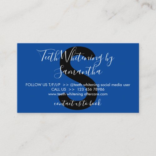Navy Black Teeth Whitening Aftercare Tips Business Card