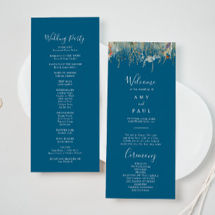 Navy Blissful Boho Wildflower Wedding Program