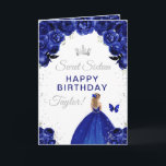 Navy Blonde Hair Girl Sweet Sixteen Birthday Card<br><div class="desc">This elegant and glamorous sweet sixteen birthday card can be personalized with a name or title such as daughter, granddaughter, niece, friend etc. The design features a beautiful princess with blonde hair in a navy blue ball gown. The text combines handwritten script and modern sans serif fonts for a classy...</div>