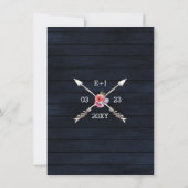 Navy Blooming Antlers Country Chic Wedding Invitation (Back)