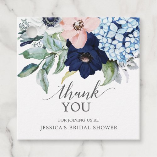 Navy Blooms Bridal Shower Thank You Favor Tag