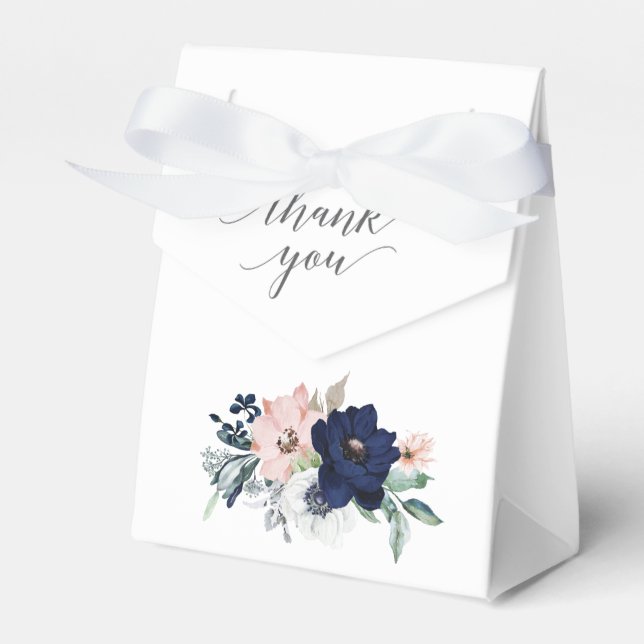 Navy Blooms Favor Box (Front Side)
