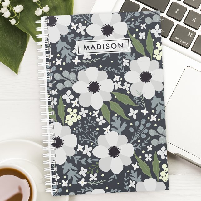 Navy Blooms Floral Personalized  Planner (Creator Uploaded)