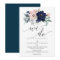 Navy Blooms Wedding Invitation