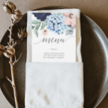Navy Blooms Wedding Menu or Bridal Shower Menu Invitation<br><div class="desc">Display your delicious menu on these lovely cards - perfect size to place on each plate! This design features a lovely script font and beautiful bouquet of navy florals. Easily edit the food items!</div>