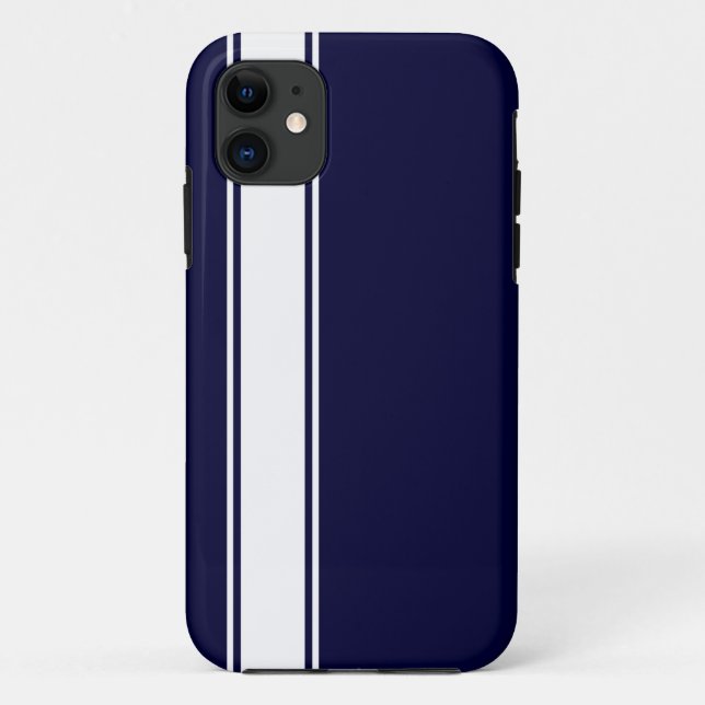 Navy Blu & White Team Jersey Stripe iPhone 5s Case (Back)
