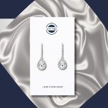 Navy-BluBlack and White Logo Earring Display Business Card