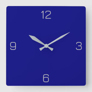Navy Blue 000080 Color - Add a Name Option Square Wall Clock