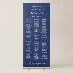 Navy Blue 180 Guest Welcome Seating Chart Retractable Banner