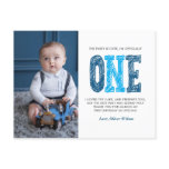 Navy & Blue 1st Birthday Thank You Postcard Navy & Blue 1st Birthday Thank You Postcard