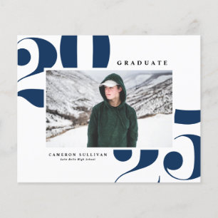 Navy Blue 2025 Bold Typography Photo Graduation