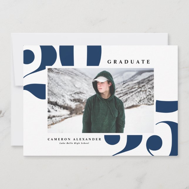 Navy Blue 2026 Bold Typography Photo Graduation Announcement (Front)