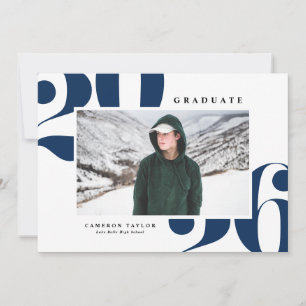 Navy Blue 2026 Bold Typography Photo Graduation Invitation