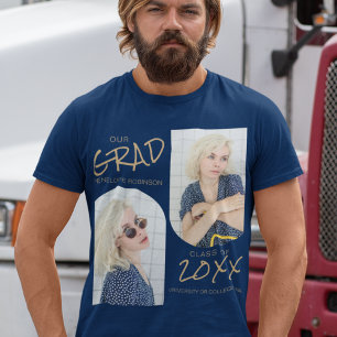 Navy Blue 2 Arched Photo Graduation T-Shirt