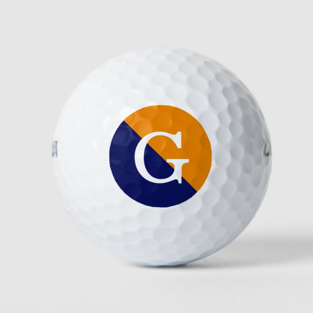 Navy Blue 2 Tone Diag Initial Monogram Golf Balls (Front)
