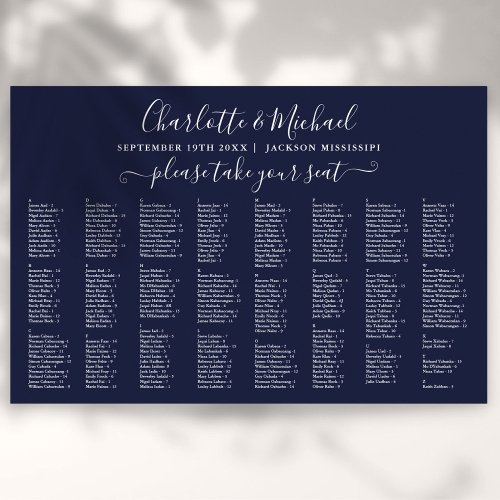 Navy Blue 300 Names Wedding Seating Chart